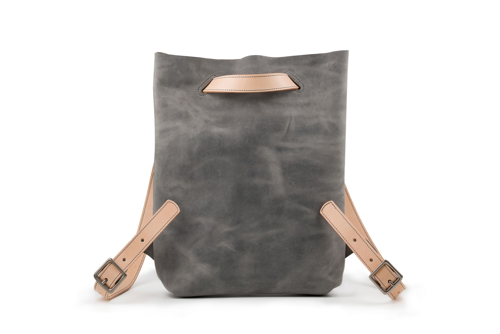 Kožený batoh šedý